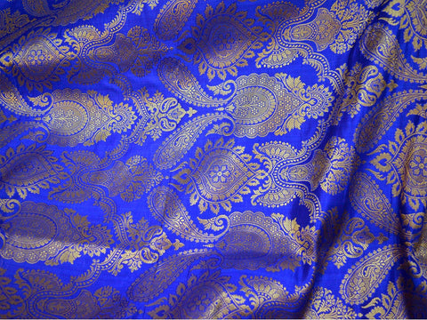 Brocade by the Yard Indian Royal Blue Brocade Wedding Dress crafting Sewing Curtains Home Decor Bridesmaid Lehenga Brocade banarasi fabric