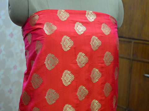 Orange Brocade Fabric by the yard Indian Fabric Banaras Brocade Bridal Wedding Dress Fabric Banarasi Fabric Blended brocade for lehenga