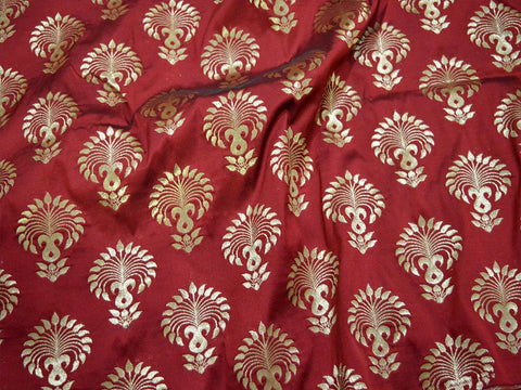 Banarasi Brocade fabric by the Yard, Burgundy brocade, brocade by the yard, Silk brocade, wedding brocade, floral brocade