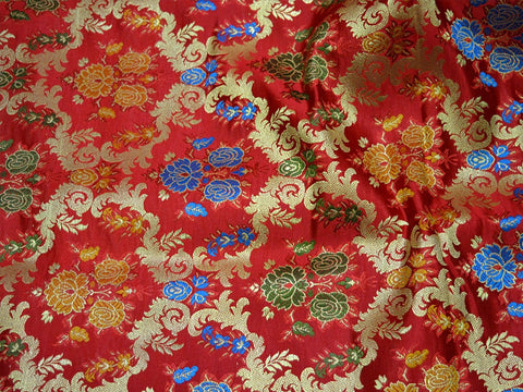 Red Banarasi Brocade Fabric by the Yard Indian Fabric for Wedding Dress Lehenga Bridal Dress Fabric Sewing Crafting Costume Dress Material