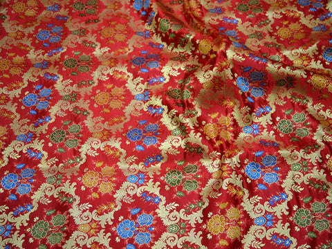 Red Banarasi Brocade Fabric by the Yard Indian Fabric for Wedding Dress Lehenga Bridal Dress Fabric Sewing Crafting Costume Dress Material