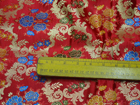 Red Banarasi Brocade Fabric by the Yard Indian Fabric for Wedding Dress Lehenga Bridal Dress Fabric Sewing Crafting Costume Dress Material
