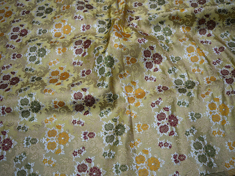banarasi fabric, silk fabric, Wedding Dress Fabric, Costume fabric, craft fabric, Beige Brocade Fabric