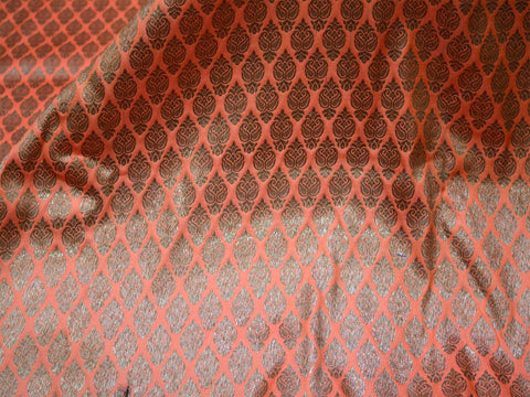 Peach and Gold Brocade For Jacket, Evening Bags Brocade, Occasion Dress Brocade, Party Brocade Fabric, Heavy Dress Brocade, Pillows Fabric