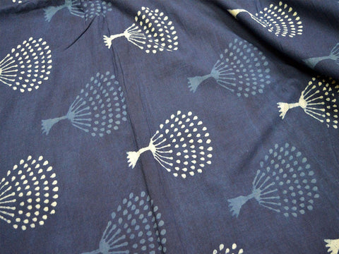 Quilting Indian Indigo fabric, Sewing Crafting Indigo Blue Cotton Fabric, Block Printed cotton fabric by the Yard Summer Dress Fabric