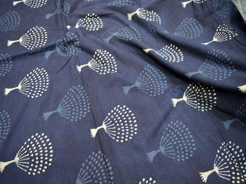 Quilting Indian Indigo fabric, Sewing Crafting Indigo Blue Cotton Fabric, Block Printed cotton fabric by the Yard Summer Dress Fabric
