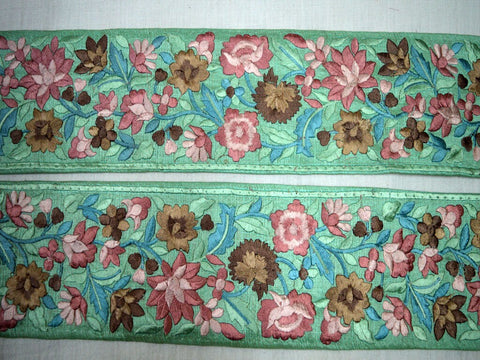 9 Yard Mint Green 10CM Saree Pure Silk Fabric Trim Embroidered Decorative Sari Border Indian Laces Sewing Fashion trim Craft Ribbon