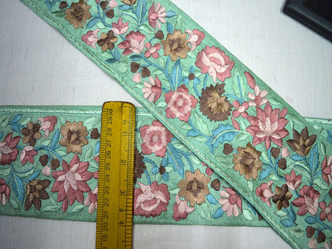 9 Yard Mint Green 10CM Saree Pure Silk Fabric Trim Embroidered Decorative Sari Border Indian Laces Sewing Fashion trim Craft Ribbon