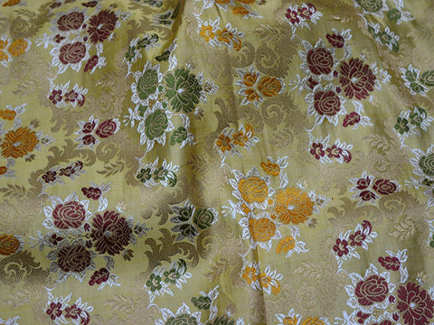 Beige Banarasi Brocade Fabric by the Yard Indian Fabric, Wedding Dress Brocade, Bridal Fabric, Furniture Covers Fabric, Craft Jacquard Fabric
