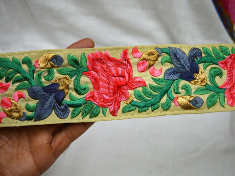 9 Yard Embroidered 65MM Sewing Trim Crazy Quilting Indian Sari Border Fabric Trim Costume Lace Decorative Design Ribbon Embroidery Trimmings