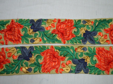 9 Yard Embroidered 65MM Floral Border Indian Trims Crafting Embroidery Sewing Fabric Lace Costume Decorative Ribbon Christmas Trimmings