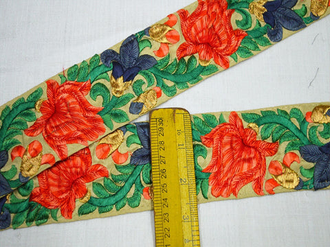 9 Yard Embroidered 65MM Floral Border Indian Trims Crafting Embroidery Sewing Fabric Lace Costume Decorative Ribbon Christmas Trimmings