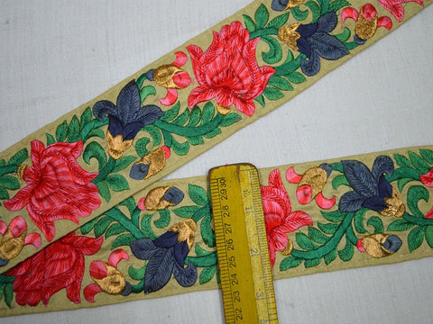 9 Yard Embroidered 65MM Sewing Trim Crazy Quilting Indian Sari Border Fabric Trim Costume Lace Decorative Design Ribbon Embroidery Trimmings