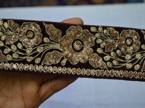 9 Yard Maroon 6CM Laces and Trims Saree Fabric Trim Indian Dresses Embroidered Trimmings Ribbon Indian Sari gold crafing sewing border
