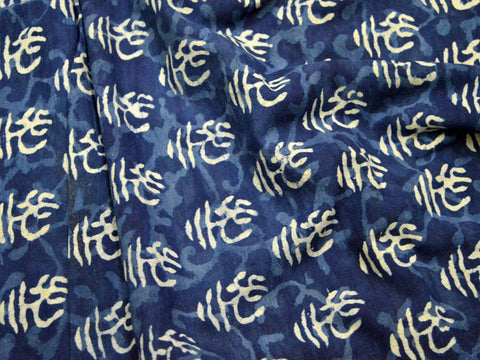 Indigo Blue hand block print cotton fabric, Vegetable Dye Soft Cotton Fabric,  Crafting Fabric, Hand printed fabric