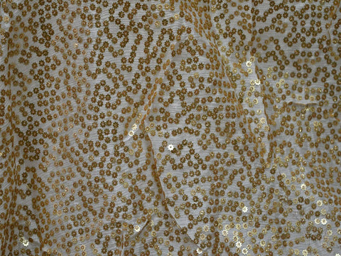 Indian fabric Dyeable Chiffon Fabric, Embroidered Fabric by the Yard, Sequins Work Fabric, Gold Sequins
