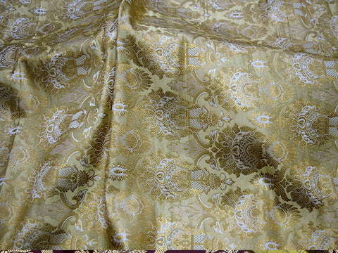 Crafting Lemon Yellow Brocade Fabric by the Yard jacket Banarasi Fabric Indian Blended Silk dress material Sewing Cushion Covers Home Décor