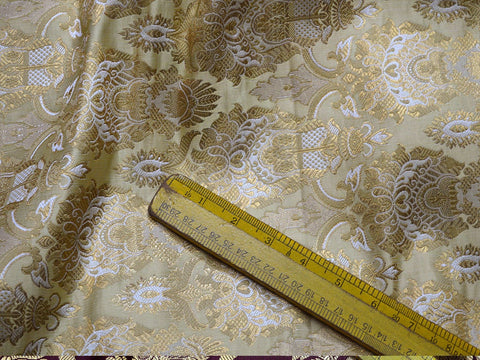 Crafting Lemon Yellow Brocade Fabric by the Yard jacket Banarasi Fabric Indian Blended Silk dress material Sewing Cushion Covers Home Décor