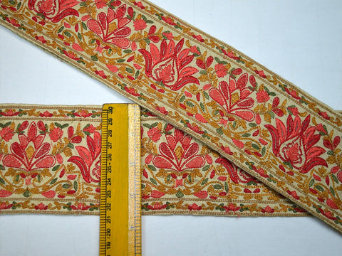 9 Yard Red 9cm Indian Saree Border Fabric Trim Embroidered Gown Trimmings Decorative Sari Border Crafting Sewing Dresses Lehenga Ribbon