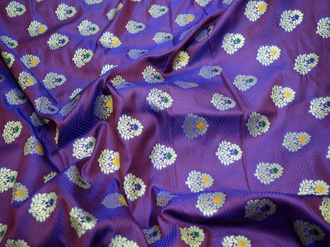 Royal Blue Jacquard Fabric Indian Banarasi Brocade By Yard Wedding Dress Bridesmaid Costumes Crafting Sewing Home Décor Valance Drapes