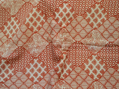 Red Rust Color Block Printed Cotton Fabric By Yard Decorative Soft Cotton For Dress Crafting Sewing Clothing Dress Material Curtains Fabric