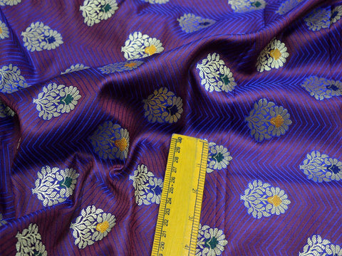 Royal Blue Jacquard Fabric Indian Banarasi Brocade By Yard Wedding Dress Bridesmaid Costumes Crafting Sewing Home Décor Valance Drapes