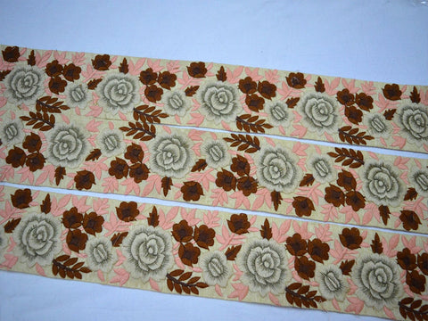 9 Yard Floral 75MM Embroidery Fabric Lace Embellishment Embroidered Indian Trims Costume Ribbon Sari Border Sewing Trimmings Cushions