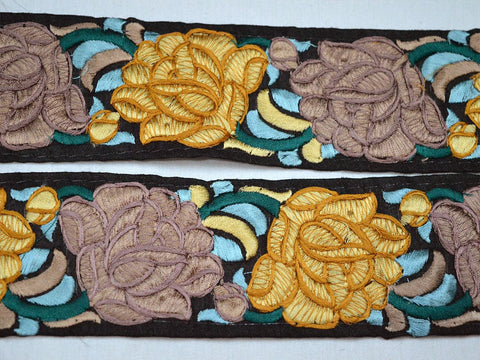 9 Yard Decorative Handmade 5cm Yellow Embroidery Sari Border Dresses Making Trim Embroidered Sewing Decorative Crafting Trim Clothing Ribbon
