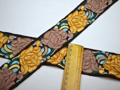 9 Yard Decorative Handmade 5cm Yellow Embroidery Sari Border Dresses Making Trim Embroidered Sewing Decorative Crafting Trim Clothing Ribbon