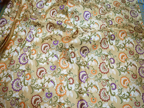 Banaras Brocade, Banaras silk, Indian Brocade, Cushion Brocade, Brocade fabric, Crafting Brocade, Floral Design Brocade
