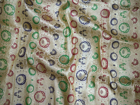 1.25 Yard Beige Banarasi Brocade Indian for Wedding Dress Lehenga Sewing Crafting Costume Dress Material Cushion Covers fabric