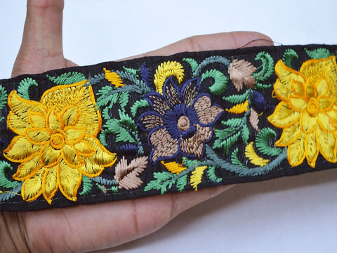 9 Yard Sunny 6CM Yellow Sari Border Embroidery Indian Fabric Trims Saree Embellishment Decorative Sewing Crafting costumes Curtains Ribbon