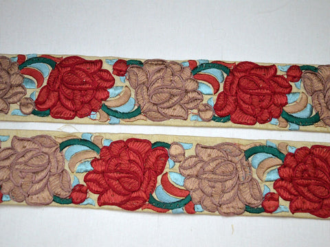 9 Yard Wholesale Maroon 5cm Embroidery Dresses Making Trim Embroidered Sewing Wedding Decor Decorative Crafting Trimming Hat Making Ribbon
