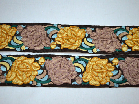 9 Yard Decorative Handmade 5cm Yellow Embroidery Sari Border Dresses Making Trim Embroidered Sewing Decorative Crafting Trim Clothing Ribbon