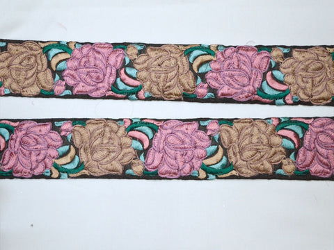 9 Yard Mauve 5CM Embroidered Sewing Decorative Embroidery Sari Trim Saree Border Crafting Trimming Table Runner Pillow Cover Ribbon