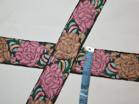 9 Yard Mauve 5CM Embroidered Sewing Decorative Embroidery Sari Trim Saree Border Crafting Trimming Table Runner Pillow Cover Ribbon