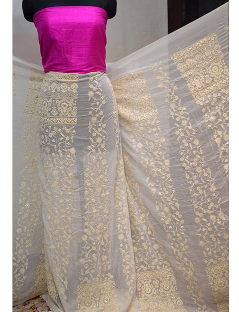 Dyeable Chikankari Lehenga Kali , Lakhnavi Fabric, Chikankari Material, Women&#39;s Ethnic Wear, Kurti Fabric