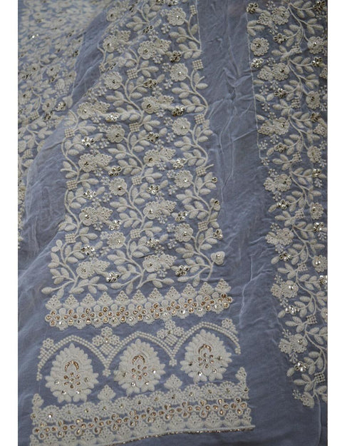 top making fabric, floral frock embroidery fabric, long kurta chikankari fabric, wholesale embroidery fabric