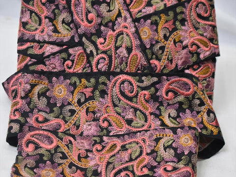 9 Yard Black 7CM Decorative Crafting Ribbon Embroidery Thread Sewing Trim Indian Sari Border Dresses Making Trimmings Clothing accessories