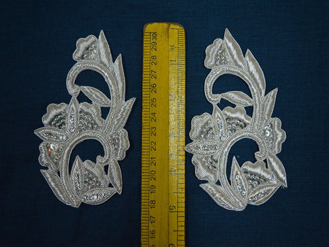 Sequin Designer Appliques in Silver Beaded work Patches Star Applique Bridal Appliques, Wholesale Appliques, Sewing Patches, Decorative Appliques