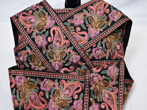 3 Yard Violet Crafting 8 cm Ribbon Embroidery Thread Sewing Trim Decorative Indian Sari Border Dresses Trimmings Clothing accessories