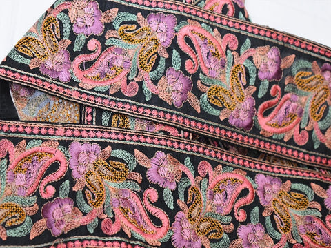 3 Yard Violet Crafting 8 cm Ribbon Embroidery Thread Sewing Trim Decorative Indian Sari Border Dresses Trimmings Clothing accessories