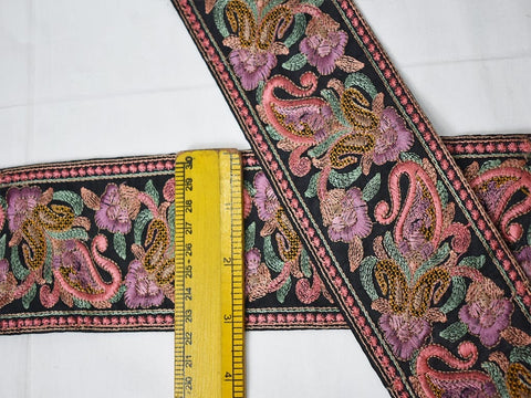 3 Yard Violet Crafting 8 cm Ribbon Embroidery Thread Sewing Trim Decorative Indian Sari Border Dresses Trimmings Clothing accessories