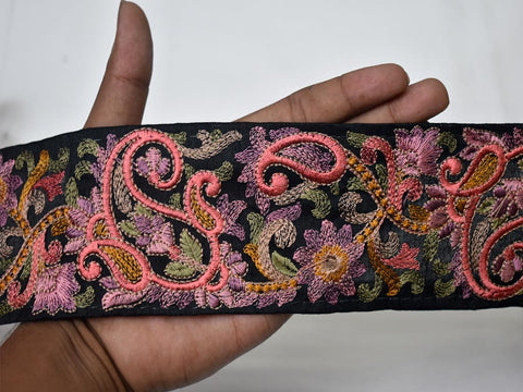 9 Yard Black 7CM Decorative Crafting Ribbon Embroidery Thread Sewing Trim Indian Sari Border Dresses Making Trimmings Clothing accessories
