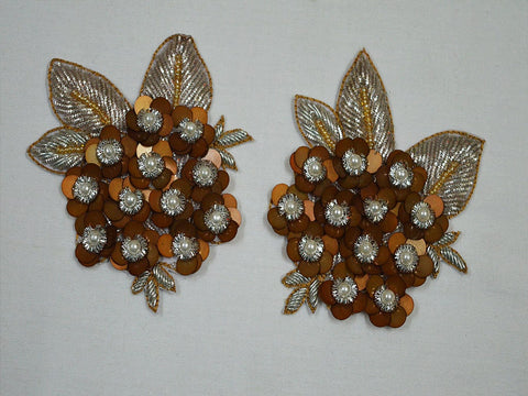 Floral Design Appliques in Brown and Silver Color are extremely beautiful applique , Headband Applique, applique designs, Handcrafted Appliques, Scrap booking Appliques