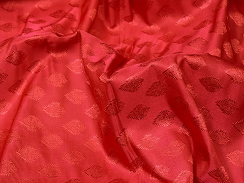 Red Indian Jacquard Dress Material Brocade Wedding Dress Fabric By The Yard, Online Brocade Fabric, Large Fabrics