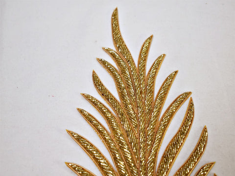 2 Gold Beaded Decorative Handmade Patches Leaf Embroidered Indian Sewing Dresses Handcrafted Patches Appliques Crafting Supply For Bags