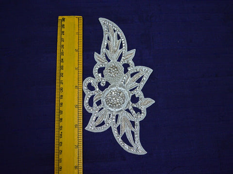 Sewing Applique Rhinestone Crafting Decorative Indian Handmade Silver Patches Appliques Dresses Patches