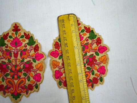 Thread Embroidered Sewing Floral Applique Handcrafted Applique, sari appliques, wedding dress patch, 4.5 Inches appliques