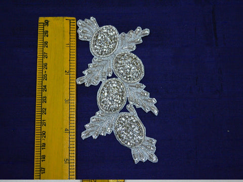 Handmade Zari Appliques Decorative Beaded Patch Designer Appliques Floral Applique Sequence Patches